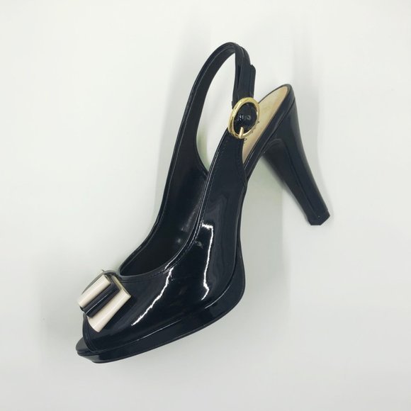 AK Anne Klein iFlex Slingback Pumps Platform Double Bow SZ 8 - Picture 3 of 9